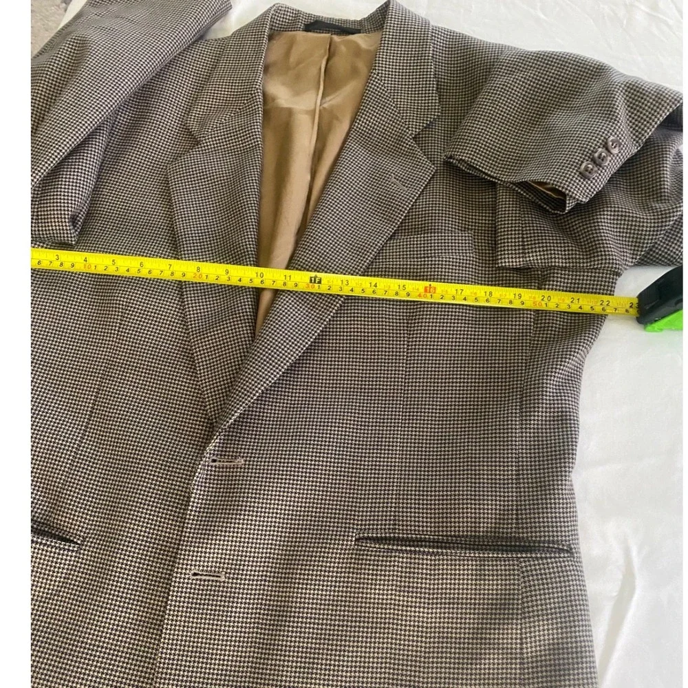 Eisenberg & Eisenberg Vintage Brown Houndstooth Blazer Sport Coat Mens XL 44R